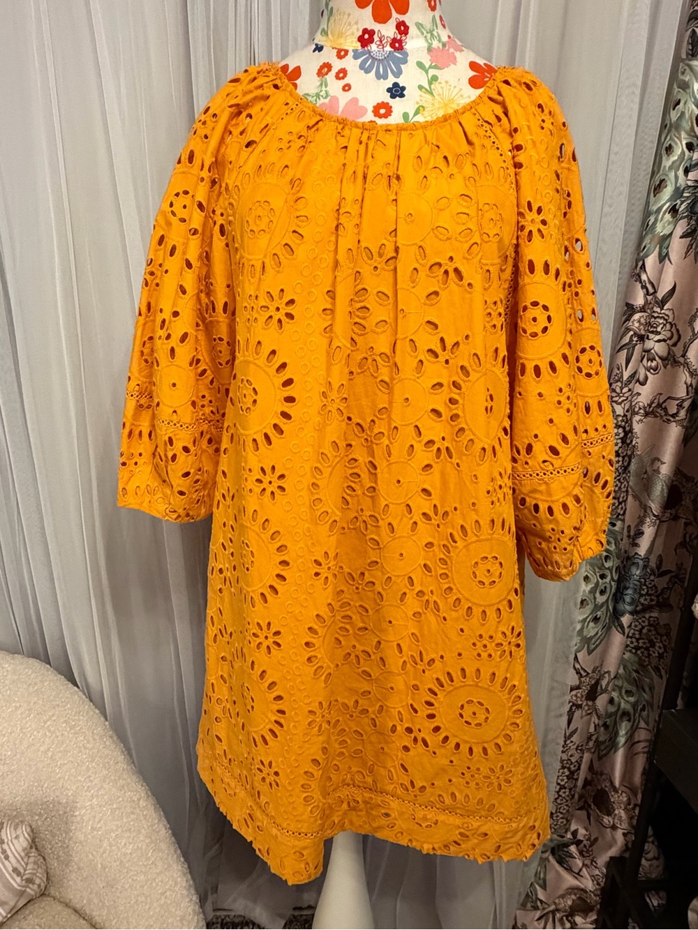 Zara Orange Eyelet Mini Dress